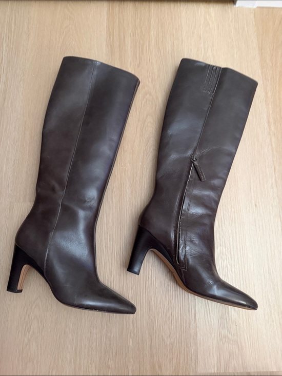 Dolce Vita Shoes - Dolce Vita Dark Brown Leather Pointed-Toe Mid-Heel Knee Boots